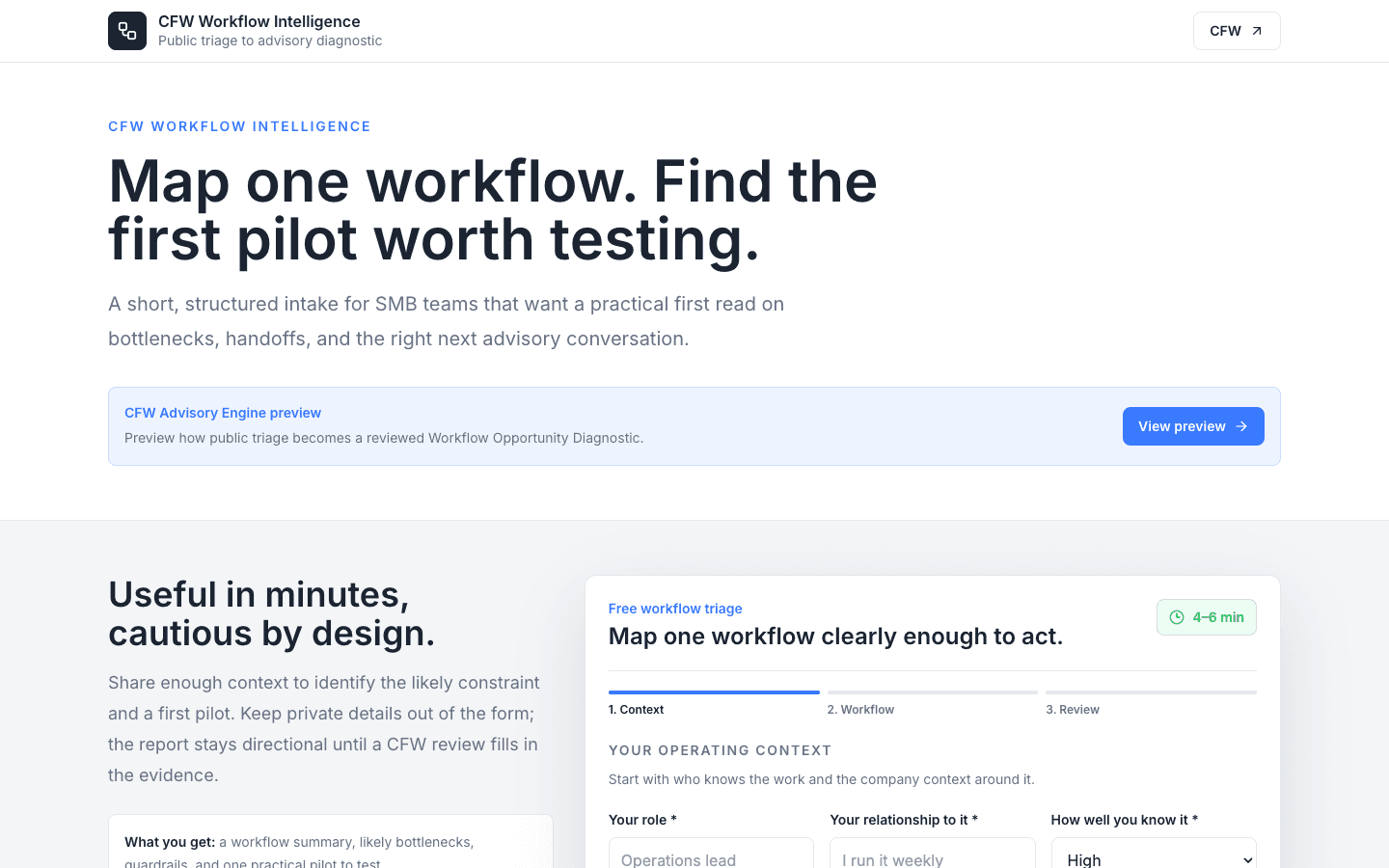 Workflow Intelligence sanitized product preview